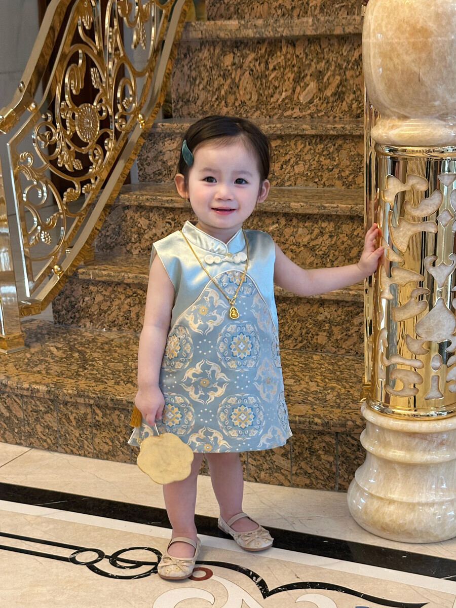 FADOBABY Children's Summer Qipao Dress Girls' Modified Chinese Style Fashion Dress Baby First Birthday Dress Summer Wear 18